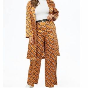 Geo print wide leg pant and duster